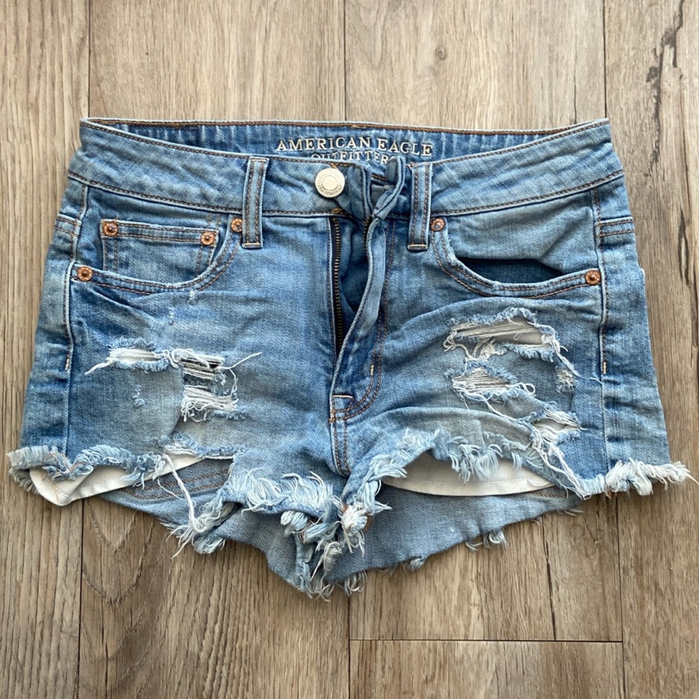 American Eagle Stretch Hi-Rise Festival Denim Shorts
